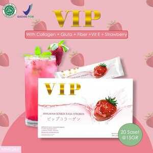 CEK BPOM Minuman Serbuk Kolagen Rasa Stroberi VIP